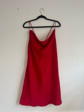 H&M Red Satin Mini Slip Dress